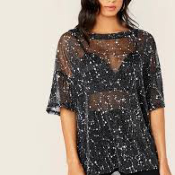 Oversized mesh star print top. Eras, Midnights, Swifties - Picture 6 of 7